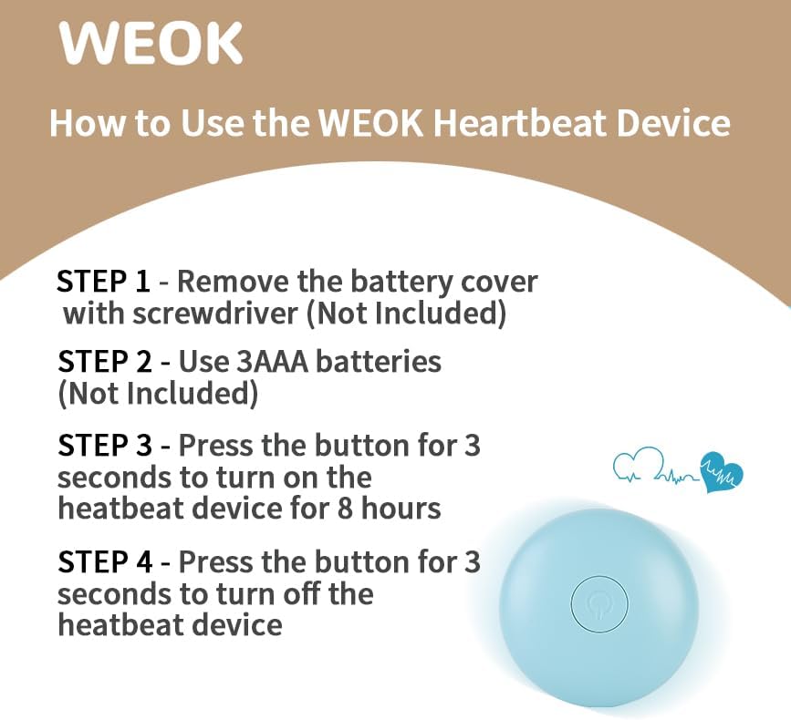 WEOK Puppy Heartbeat Toy, Dog Heartbeat Toy for Separation Anxiety Relief, Puppy Toy with Heartbeat Stuffed Animal Anxiety Calming Behavioral Aid Plush Toy for Dogs Cats Pets (Brown +)