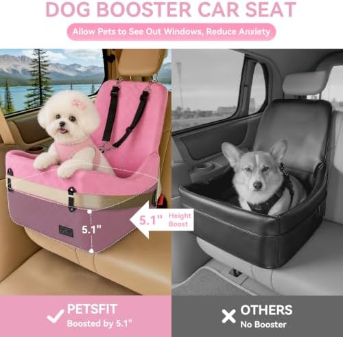 PETSFIT Cat Car Seat - Patented Safety System, 5in Elevated Pad, Pink