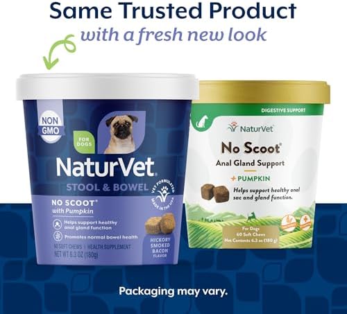 NaturVet No Scoot Stool and Bowel Supplement for Dogs - 60 Soft Chews