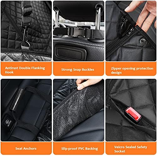 URPOWER 6-in-1 Dog Car Seat Cover - Waterproof Hammock, Mesh Window
