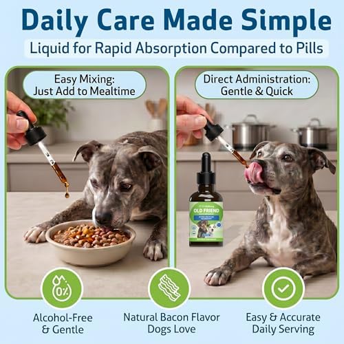 Pet Wellbeing Agile Joints & Old Friend for Senior Dogs - NASC Certified & Vet-Formulated Joint Mobility & Complete Senior Wellness Bundle, Herbal Liquid Formula, Natural Vegetarian Bacon Flavor, 2 (2