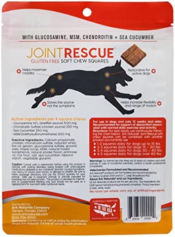 Ark Naturals Joint Rescue Dog Chew, Chicken Flavor, Joint Supplement with Glucosamine & Chondroitin, 2 Pack