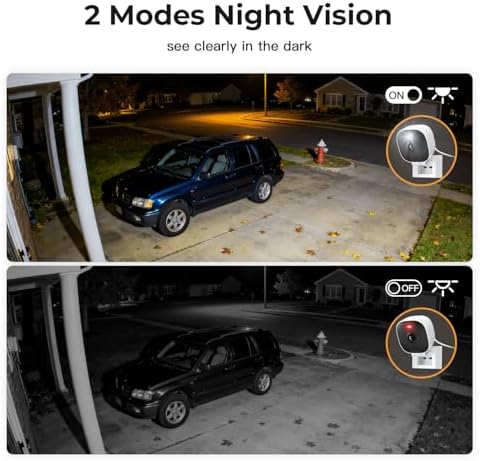 2K Cameras for Home Security,Indoor/Outdoor for Baby/Elder/Pet Monitoring with Phone app,Plug&Play,Color Night Vision,2-Way Audio 24/7 Recording,Support 128G Card ( Not Included),4 pcs,6.56ft Wire