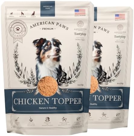 American Paws All-Natural Chicken Dog Food Topper - High Protein Pure Chicken Breast Flavor Enhancer for Picky Eaters, 4 oz Pouches (Pack of 2), Sourced and Made in USA