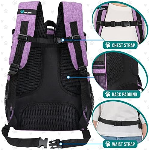 PetAmi Dog Backpack Carrier, Airline Approved, 4-Way Entry, Purple