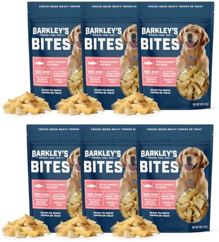 Barkley's Bag Salmon Bites, Freeze Dried Dog Treats & Topper, 4 Oz, 6 Pack
