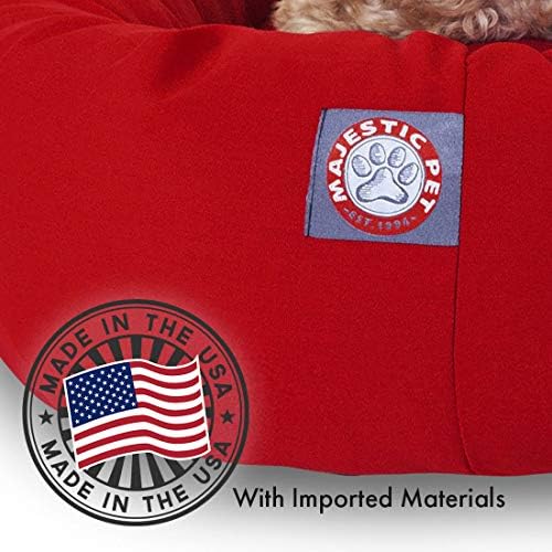 Majestic Pet Bagel Calming Dog Bed, 32 Inch Medium, Round, Washable, Red