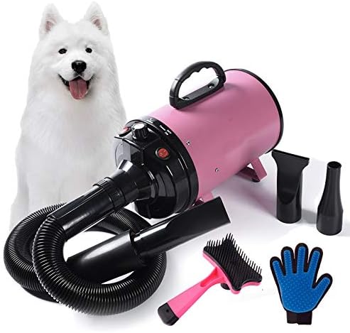 2400W Dog Hair Dryer Blaster Pet Grooming Hair Dryer High Velocity Motorbike Dryer with Adjustable Temperature for Dogs & Cats,with 2.3M Flexible Hose and 3 Nozzles,A Comb and A Glove