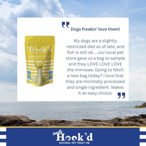 Totally Hook'd Freeze‑Dried Single‑Ingredient Treats, High‑Protein Omega-3 Training Snack for Dogs & Cats (2 Ounce, Minnows)