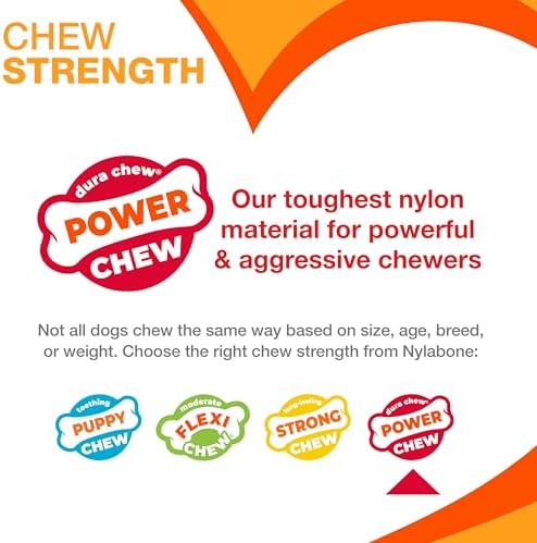 Nylabone Power Chew Double Action Barbell Bone Dog Chew Toy, X-Large | Durable dog toy for large dog breeds 50+ lbs, teeth-cleaning textures, long lasting, discourages destructive chewing