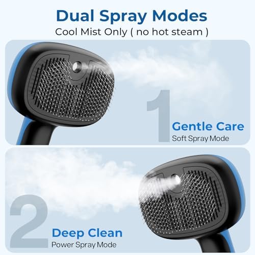 Pecute Self-Cleaning Steam Dog Cat Brush for Heavy Shedding/Long Coats Blue