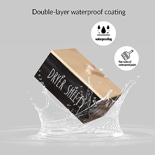 Laundry Dryer Sheet Container Wooden Detergent Dispenser Holder, Black