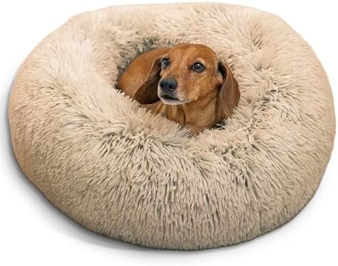 Best Friends by Sheri Original Calming Donut Dog Bed, Taupe, Small, 23"