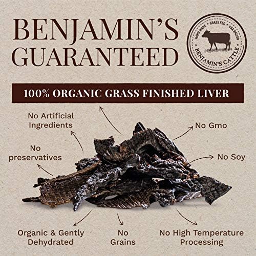 Benjamin's Cattle Single Ingredient - Organic Grass FED & Finished Beef Liver Dog Treats - Hand Made Dog Treats - Healty Dog Chews - Treats for Dogs Made in USA -5oz