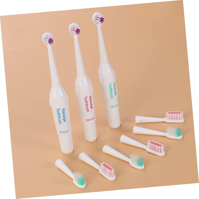 BESPORTBLE 3pc Pet Electric Toothbrush Dog Teeth Cleaning Sonic Electric Brush Portable for Travel Random Color
