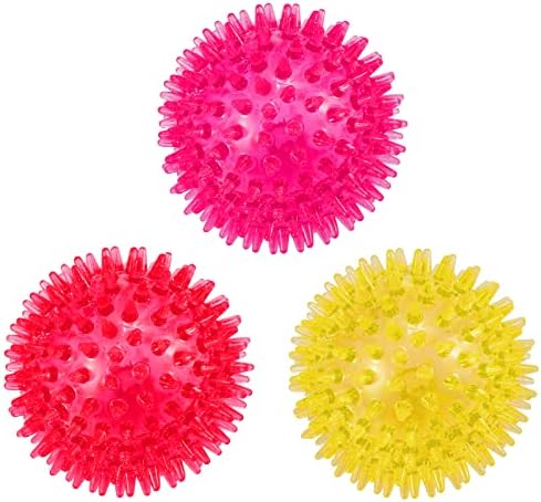 petizer Squeaky Dog Toy Balls, Floating Spiky, 3.5in, 3-Pack