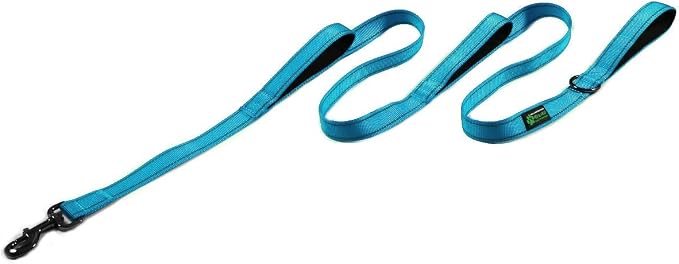 Max and Neo Triple Handle Traffic Dog Leash - Reflective, Donates to Dog Rescue (Teal)