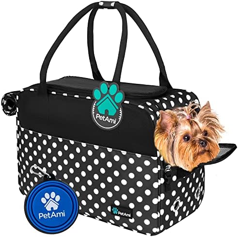 PetAmi Small Dog Purse Carrier with Pockets, Airline Approved, Polka Dot