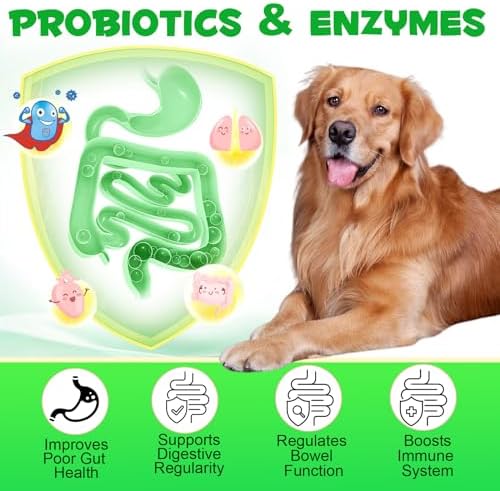 Probiotics for Dogs, 180 Chews Dog Probiotics and Digestive Enzymes, Promotes Gut Health, Dog Probiotics for Bowel Support, Immunity Health, Beige