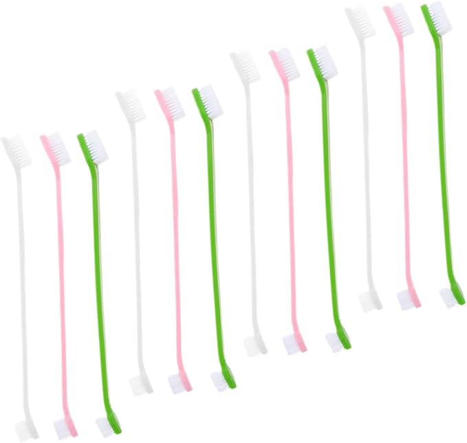 Levemolo 12Pcs Dual Head Dog Toothbrush Soft Bristle Pet Care Comfortable Cleaning for Dogs Oral