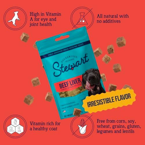 Stewart Freeze Dried Dog Treats, 100% Beef Liver, 16 oz Pouch