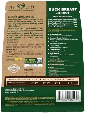 Beloved Pets Duck Jerky Breast Dog Treats - Human Grade, 24oz