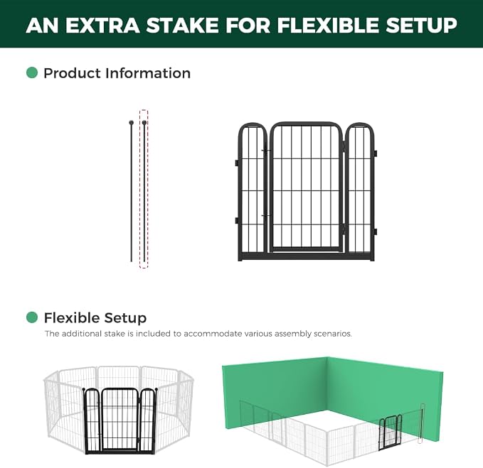 FXW Homeplus Unleashed Dog Playpen Designed for Indoor Use, 1 Add-on Gate, 24" Height for Puppy and Small Dogs, Black │Patented