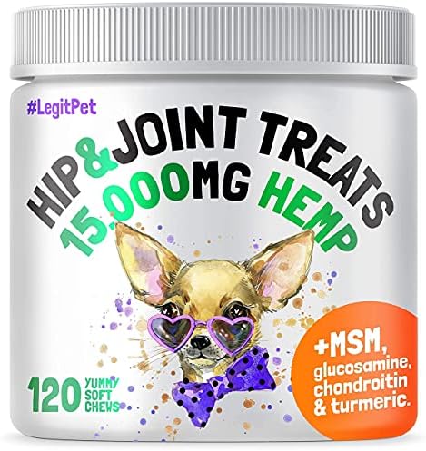 LEGITPET Hemp Hip & Joint Supplement for Dogs and Probiotics for Dogs with Natural Digestive Enzymes 120 + 120 Soft Chews Bundle - Natural Pain Relief and Mobility - Anti Diarrhea - Made in USA