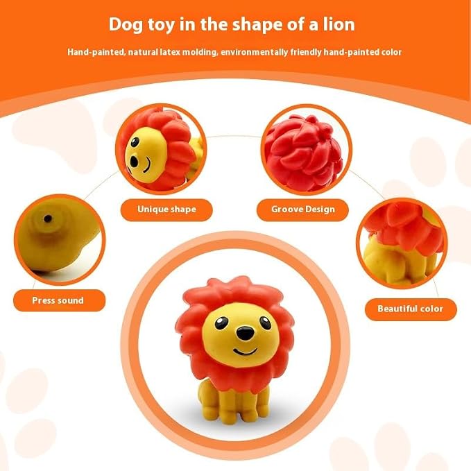 Latex Squeaky Lion Shape Dog Toy, Durable Chew Toy for Small and Medium Dogs, Cute Cartoon Design for Interactive Play and Oral Care