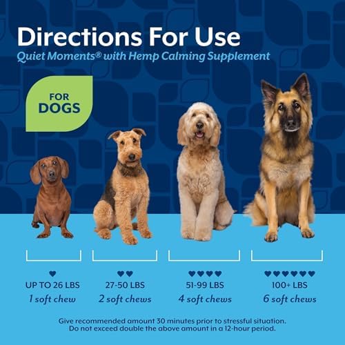 NaturVet Quiet Moments Plus Hemp Calming Aid Soft Chews for Dogs, Count of 120, 60 CT
