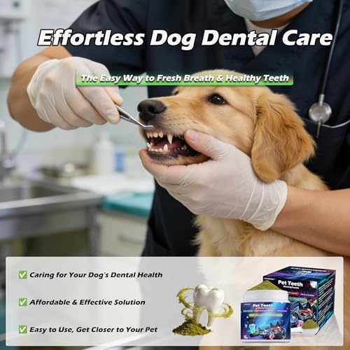 Dog Teeth Cleaning Powder, Pet Dental Powder with Probiotics - Tartar & Plaque Remover, Freshens Bad Breath - 100g