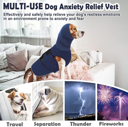 KOESON Reflective & Soft Dog Anxiety Vest with Ear Wraps for Thunderstorm