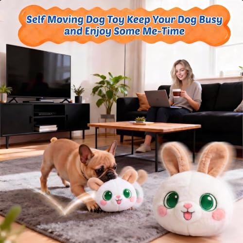 Interactive Dog Toy, 3 Modes Bouncing Talking Squeaky Dog Toy(Rabbit) | Cozisvoker Electric moving dog toy with Automatic Bouncing, Singing and Recording Functions for Small Medium Large Dogs