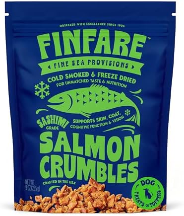 Finfare Freeze Dried Salmon Meal Topper for Dogs, 9oz Crumbles