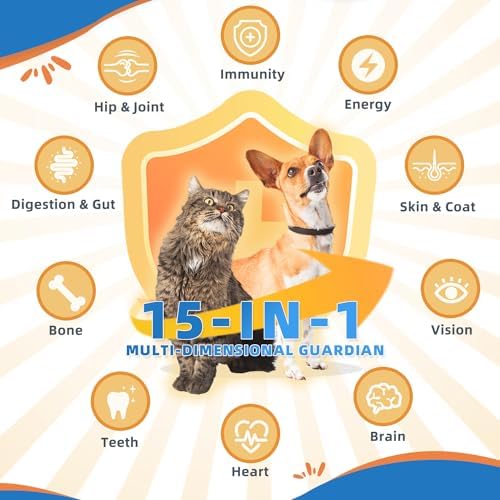 ZEBORA Dog Vitamins Powder - Multivitamin for Dogs & Cats - 90 Scoops | with Glucosamine, Probiotics & Omega 3, Dog Vitamins and Supplements for Immune Support, Skin and Coat