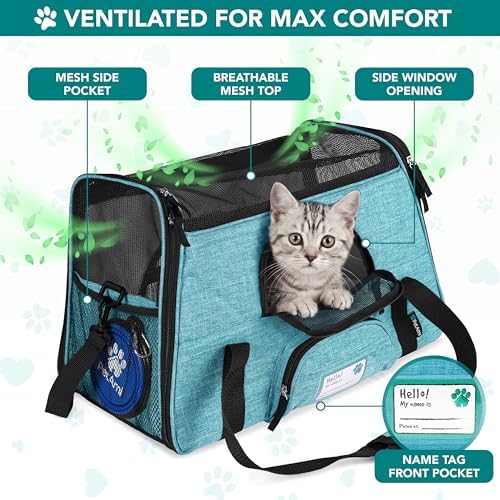 PetAmi Airline Approved Pet Carrier, Cats & Small Dogs, Small, Heather Blue