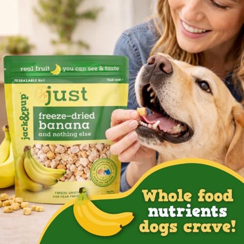 Jack&Pup Freeze-Dried Banana Treats for Dogs, Single Ingredient Dog Treats