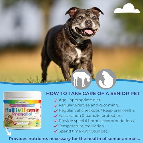 Dog Prenatal Vitamins – Multivitamin for Dogs and Cats 60 Tabs Supplement | Vitamin for Cats & Dogs, Folic Acid, Calcium, Iron, Minerals. Pregnant & Newborn Puppies, Senior Dog Support, Puppy Vitamin