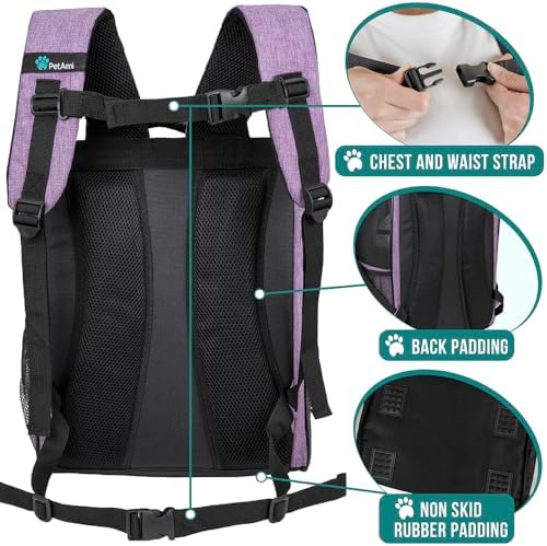 PetAmi Dog Backpack Carrier, Airline Approved, Purple