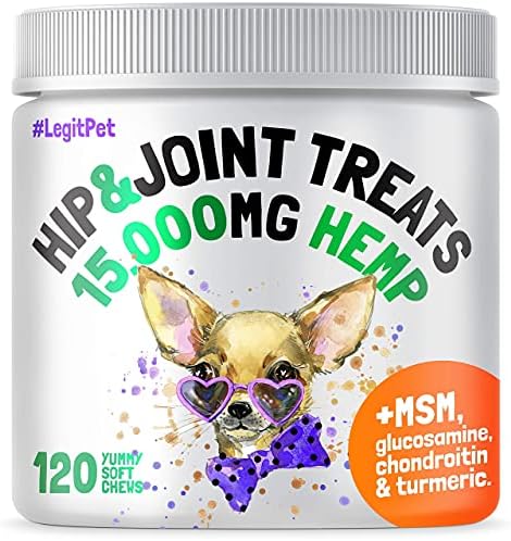 LEGITPET Calming Hemp Treats for Dogs 120 Soft Chews and Hemp Hip & Joint Supplement for Dogs 120 Soft Chews Bundle - Natural Pain Relief and Mobility - Dog Anxiety Relief - Made in USA