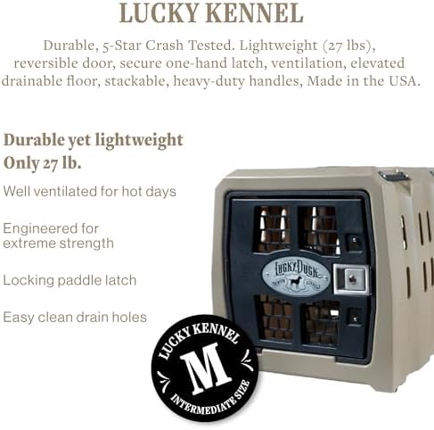 Lucky Dog Kennel, Durable Crash Tested Portable Dog Crates, Medium, Tan