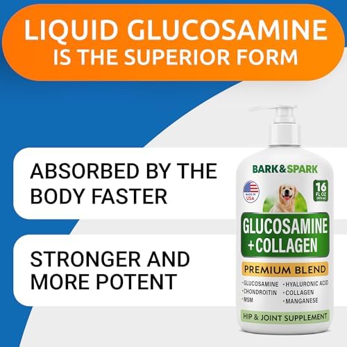 Liquid Glucosamine & Collagen for Dogs, Hip Joint Supplement, Mobility Aid