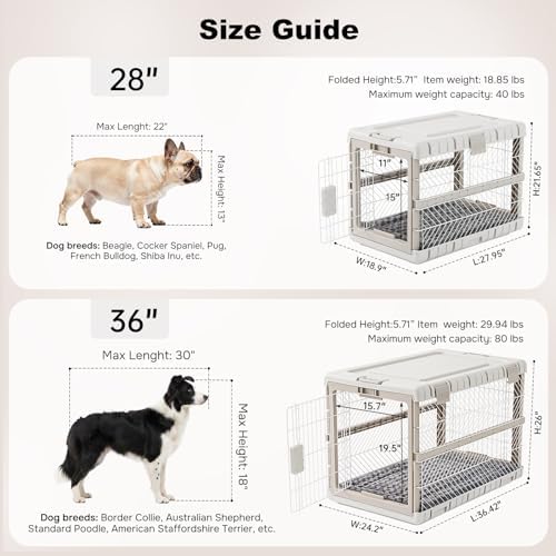 ZOMISIA Collapsible Dog Crate with Bed Mat, 28'' Dog Kennel for Medium Dogs