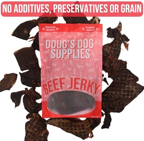 Doug's Dog Supplies Beef Jerky for Dogs - Single Ingredient, Grain-Free, High-Protein (8 Ounces, Beef)
