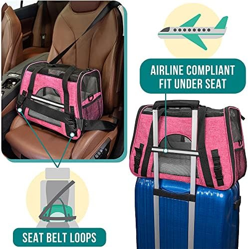 PetAmi Airline Approved Pet Carrier, Cats & Small Dogs, Small, Heather Pink