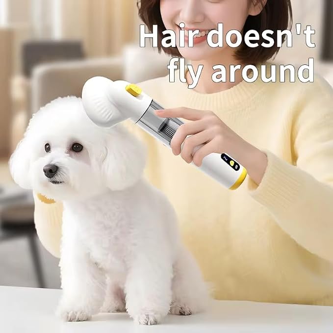 3-in-1 Pet Grooming Dryer Brush – Low Noise Dog & Cat Hair Dryer, Blower, Deshedding Comb & Vacuum Cleaner for Fast Drying and Hair Removal