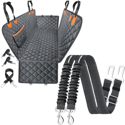 URPOWER Waterproof Dog Seat Cover - Door Protector & 2-Pack Seat Belt
