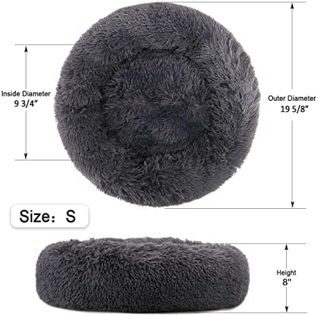 NOYAL Calming Donut Dog Bed for Small to Medium Dogs & Cats - Plush Faux Fur Anti-Anxiety Pet Bed with Machine Washable Cover & Non-Slip Base