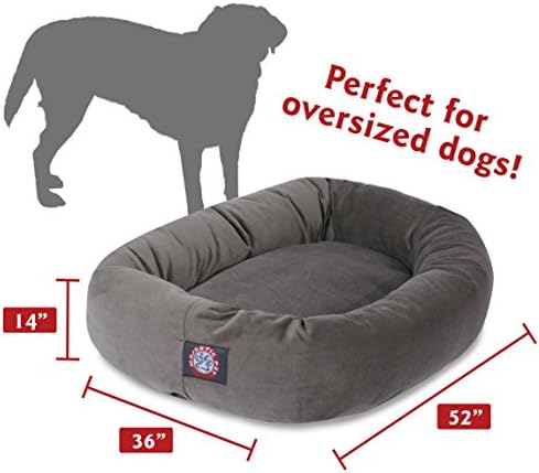 Majestic Pet Suede Calming Dog Bed, 52 Inch X-Large, Round, Washable, Gray
