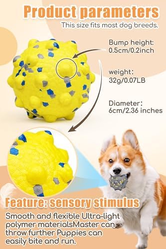 Moonorange Dog Ball, Floating, 2.36in, Yellow, Medium